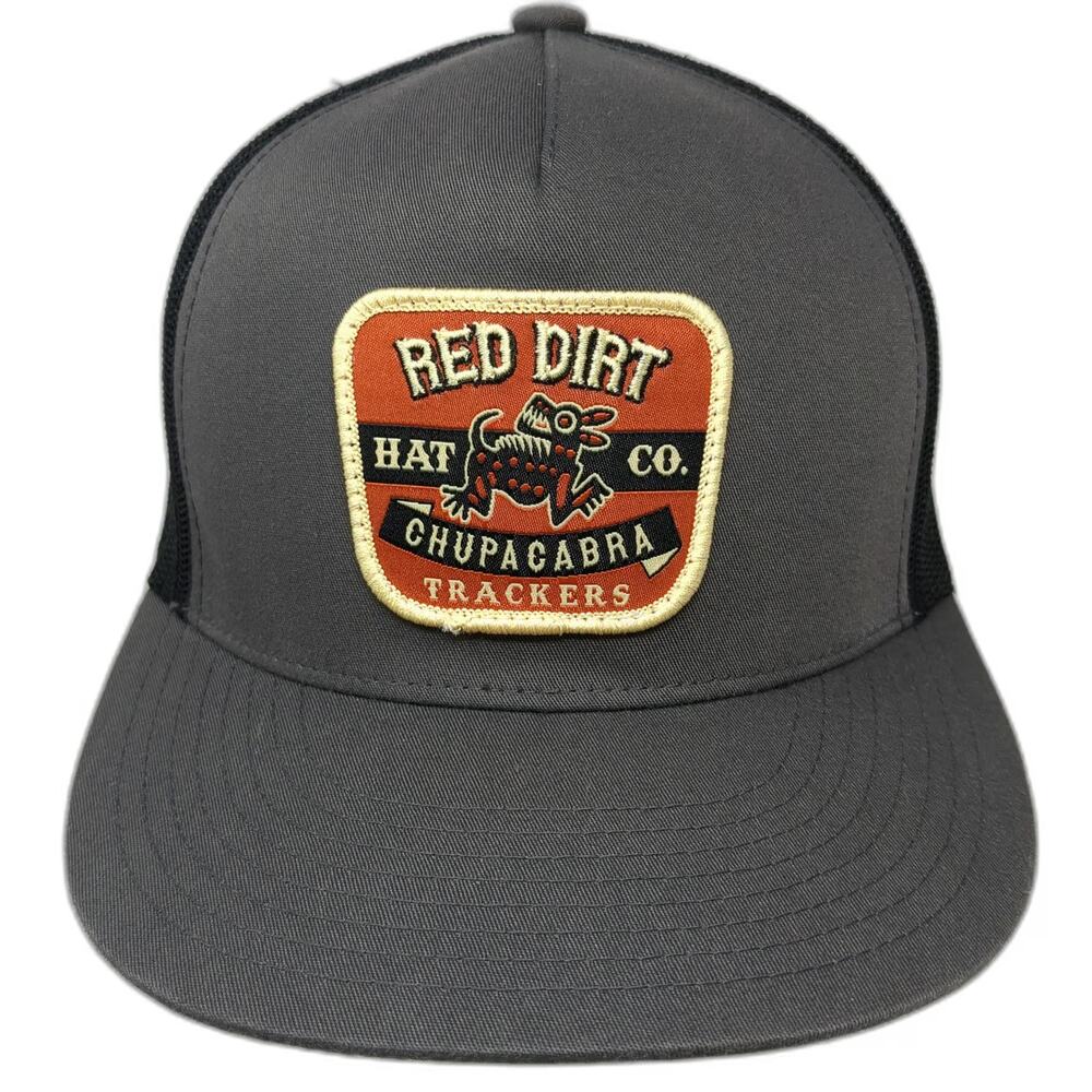 Red Dirt Hat Co Gray Trucker Hat One Size Chupacabra Trackers Mesh Snapback